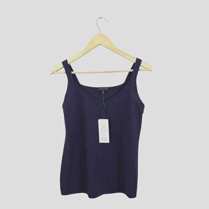 Eileen Fisher NWT Cami PM Petite Medium Cotton Silk Pansy Purple V-Neck Womens